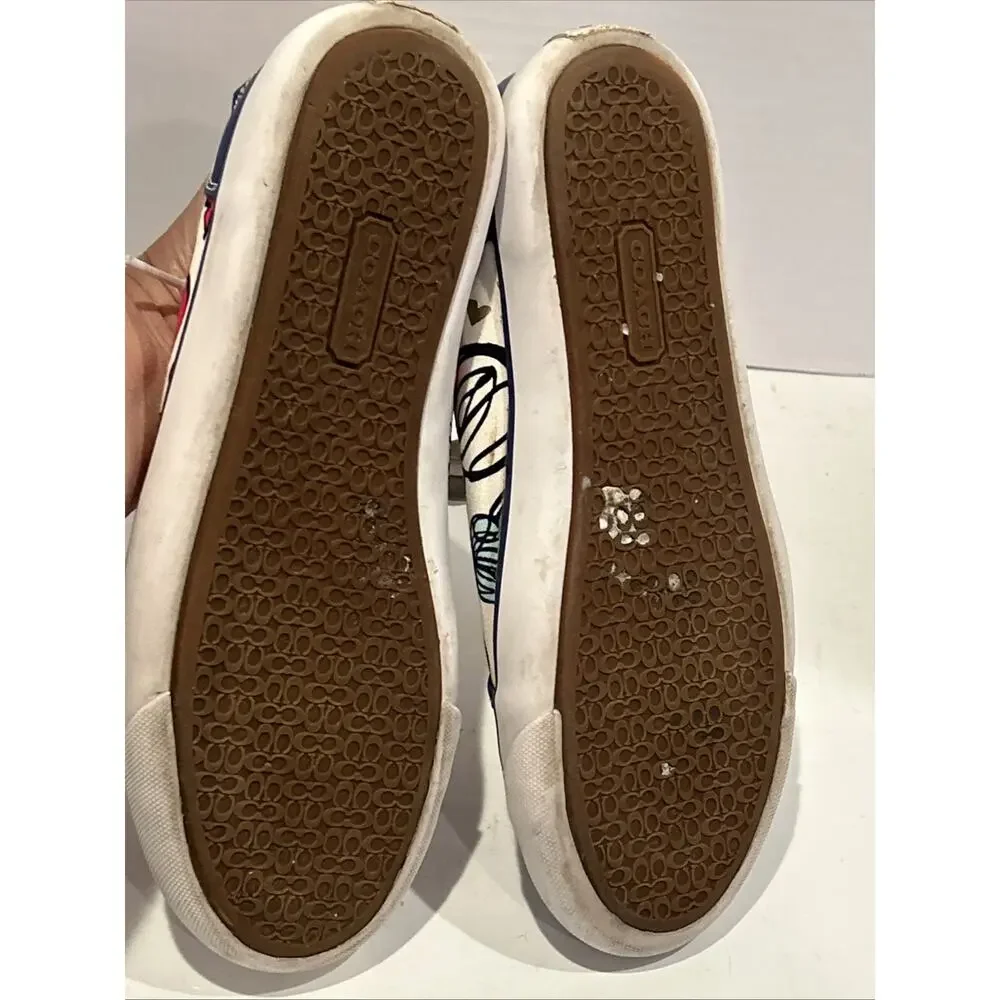 Vintage Coach Poppy Barrett Love Sneakers Size 9.5 Y2K 00s Graffiti Logo Womens